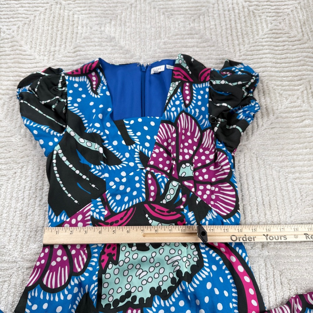 Rhode Floral Puff Sleeve Maxi Dress Women's 6 Blue Pink Ester Boho Garden Party - Picture 8 of 11